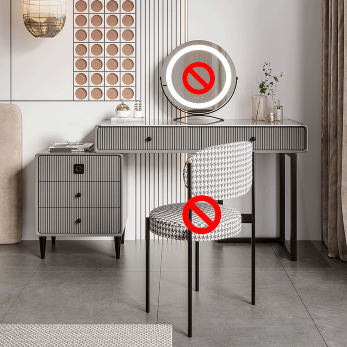 5 Holzschubladen Make -up -Tisch Schreibtisch Eitelkeit Stein Top Eitelkeitstisch