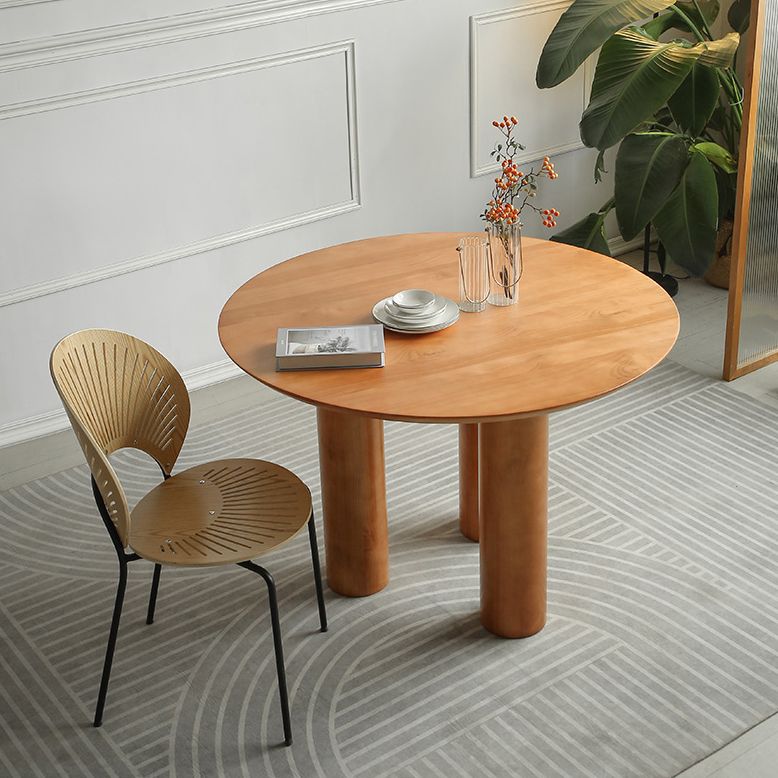 Round Pedestal Contemporary Dining Table Brown Tone Fixed Table of Solid Wood Clearhalo ' dining_table' 'Dining Tables & Seating' 'Dining Tables' 'furn' 'furn_dining_table' 'Furniture' 'furniture_dining_table' 'Kitchen & Dining Furniture' 'kitchen&dining_furn' 'kitchen' 'kitchen_dining_table' 1200x1200_564a73af-ac30-4ca9-a3df-83352c5cf876