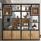 Metal and Wooden Book Shelf Etagere Open Study Room Shelf Bookcase with Doors