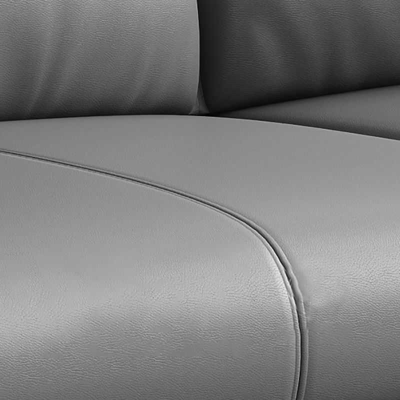 Modern Style Gray Leather Sofa Flared Arm Loose Back Sofa with Pillows Clearhalo 'furn' 'furn_sofas' 'Furniture' 'Living Room Furniture' 'Sofa' 'sofas' 1200x1200_564c7f35-e69a-4d57-a3af-073bf04be049
