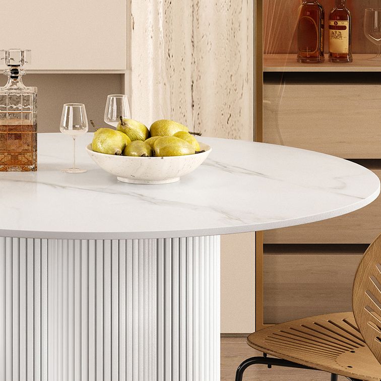 Round Standard Height Dining Table Modern Stone and Metal White Dinette Table Clearhalo 'Dining Tables & Seating' 'Dining Tables' 'dining_table' 'furn' 'furn_dining_table' 'Furniture' 'furniture_dining_table' 'Kitchen & Dining Furniture' 1200x1200_564cdb5e-3fb1-40e5-898e-aaa523dc7d94
