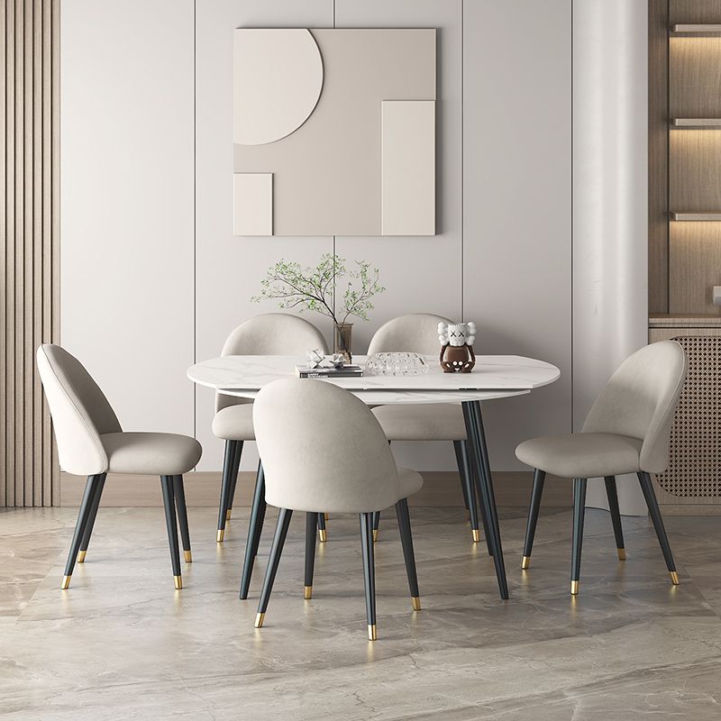 Standard Sintered Stone Top Dining Room Set with 4 Black Metallic Legs for Dining Furniture Clearhalo 'Dining Room Sets' 'Dining Tables & Seating' 'dining_room_set' 'furn' 'furn_dining_room_set' 'Furniture' 'furniture_dining_room_set' 'Kitchen & Dining Furniture' 'kitchen&dining_furn' 'kitchen' 1200x1200_564e4e85-d40d-42d5-a9eb-503d92bfcf45