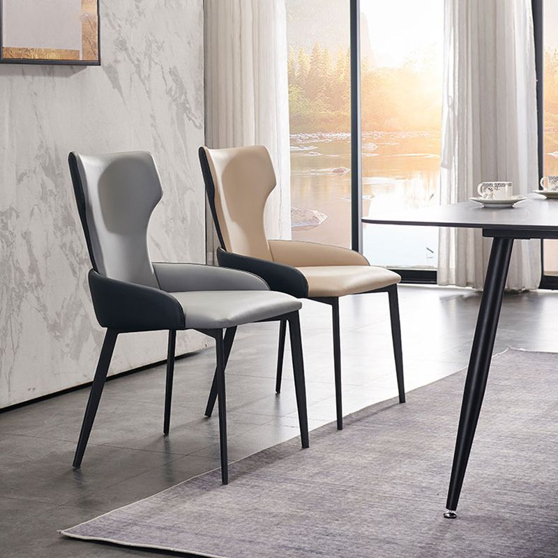 Contemporary Home Arm Chair Wingback Upholstered Metal Dining Room Chair Clearhalo ' kitchen&dining_furn' 'Dining Chairs' 'Dining Tables & Seating' 'dining_chair' 'furn' 'furn_dining_chair' 'Furniture' 'furniture_dining_chair' 'Kitchen & Dining Furniture' 'kitchen' 1200x1200_564f31e9-5895-4e71-a7ba-964c8c219d36