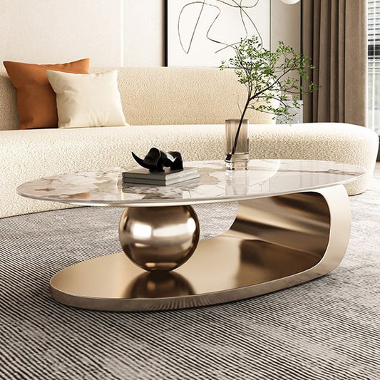 Stone Oval Contemporary Coffee Table Single Pedestal Coffee Table Clearhalo 'Coffee & Accent Tables' 'Coffee Tables' 'coffee_tables' 'furn' 'furn_coffee_tables' 'Furniture' 'Living Room Furniture' 1200x1200_564fbd9f-111a-4ab8-8b31-d8d3298b0967