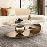 Stone Oval Contemporary Coffee Table Single Pedestal Coffee Table Clearhalo 'Coffee & Accent Tables' 'Coffee Tables' 'coffee_tables' 'furn' 'furn_coffee_tables' 'Furniture' 'Living Room Furniture' 1200x1200_564fbd9f-111a-4ab8-8b31-d8d3298b0967
