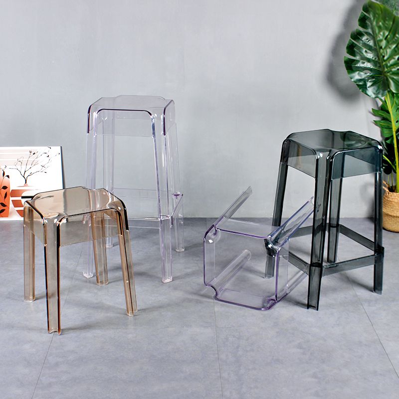 Nordic Plastic Stackable Barstool Simple Indoor Tall Stool with Square Seat Clearhalo 'Bar Furniture' 'Bar Stools' 'bar_stools' 'furn' 'furn_bar_stools' 'furniture_bar_stools' 'Kitchen & Dining Furniture' 'kitchen&dining_furn' 'kitchen' 'kitchen_furn' Furniture' 1200x1200_564fcde6-74fb-49a4-b0bb-7922b01eeec9