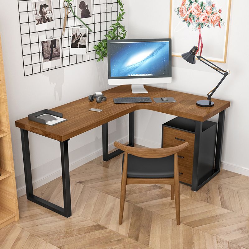Solid Wood Pedestal Writing Desk Industrial L-Shape Office Desk Clearhalo 'furn' 'furn_office_desk' 'Furniture' 'Office Desks' 'Office Furniture' 'office_desk' 1200x1200_56508141-48aa-4d46-acd0-d97a214e7b3d