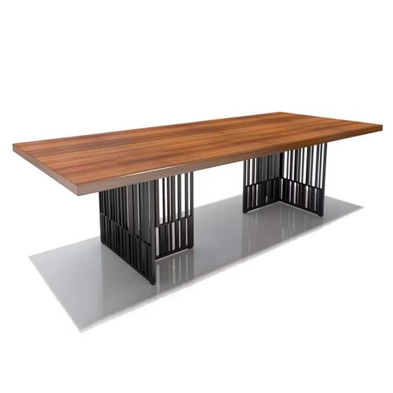 Metal Industrial Rectangle Dining Table Wood Top Indoor Table for Home Clearhalo ' dining_table' 'Dining Tables & Seating' 'Dining Tables' 'furn' 'furn_dining_table' 'Furniture' 'furniture_dining_table' 'Kitchen & Dining Furniture' 'kitchen&dining_furn' 'kitchen' 'kitchen_dining_table' 1200x1200_5650955c-39c7-4b4c-924f-d1063322f665