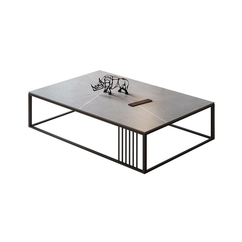 Square/Rectangle Slate Frame 1 Coffee Table Modern Grey and Black Table