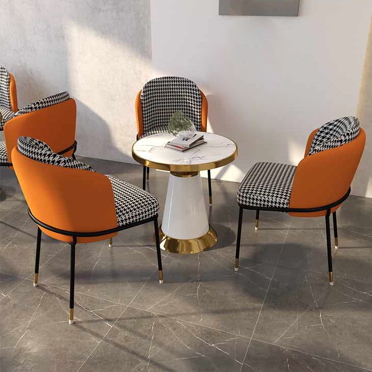 Glam Metal Dining Armless Chairs Upholstered Linen Fabric Dining Chair for Restaurant Clearhalo ' kitchen&dining_furn' 'Dining Chairs' 'Dining Tables & Seating' 'dining_chair' 'furn' 'furn_dining_chair' 'Furniture' 'furniture_dining_chair' 'Kitchen & Dining Furniture' 'kitchen' 1200x1200_5651bca3-b115-4f10-b391-574b870d775d