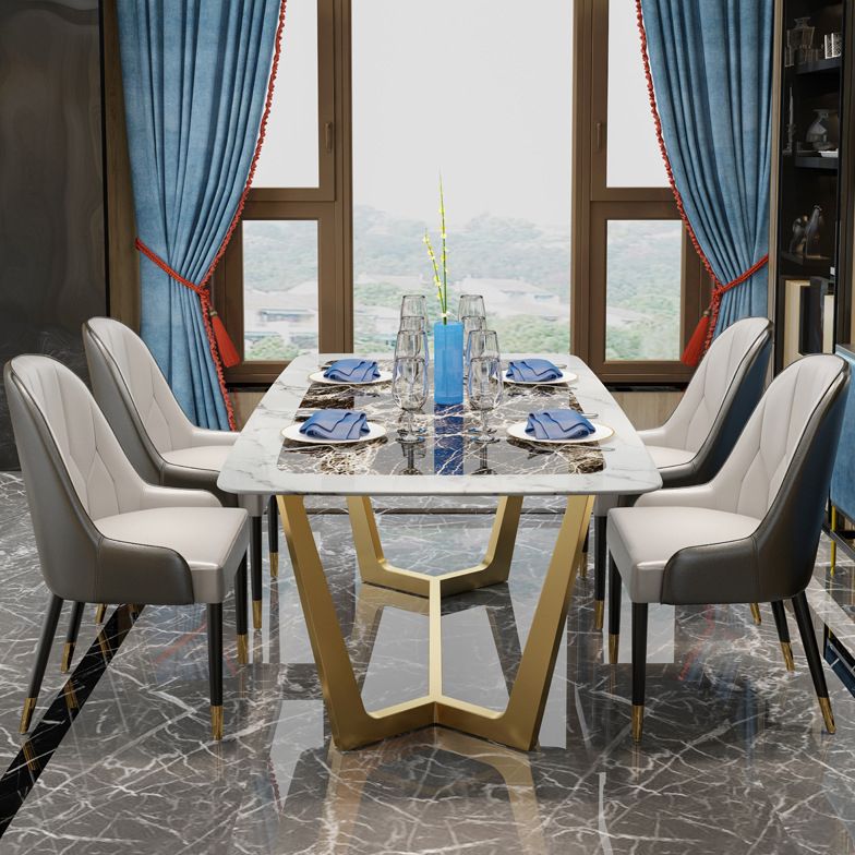 Metal Traditional Luxury Rectangle Table Marble Top Table with Trestle Base Clearhalo ' dining_table' 'Dining Tables & Seating' 'Dining Tables' 'furn' 'furn_dining_table' 'Furniture' 'furniture_dining_table' 'Kitchen & Dining Furniture' 'kitchen&dining_furn' 'kitchen' 'kitchen_dining_table' 1200x1200_5652bcb3-acfe-4ab7-ae8d-f5c35c6918d2