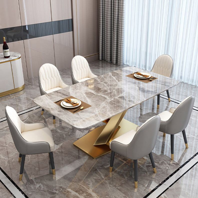 Luxury Sintered Stone Top Dining Set Rectangle 1/4/5/7 Pieces Kitchen Table with Chairs Clearhalo 'Dining Room Sets' 'Dining Tables & Seating' 'dining_room_set' 'Furniture' 'furniture_dining_room_set' 'Kitchen & Dining Furniture' 1200x1200_56546e04-9cc4-4937-afdf-771a0165b8e4