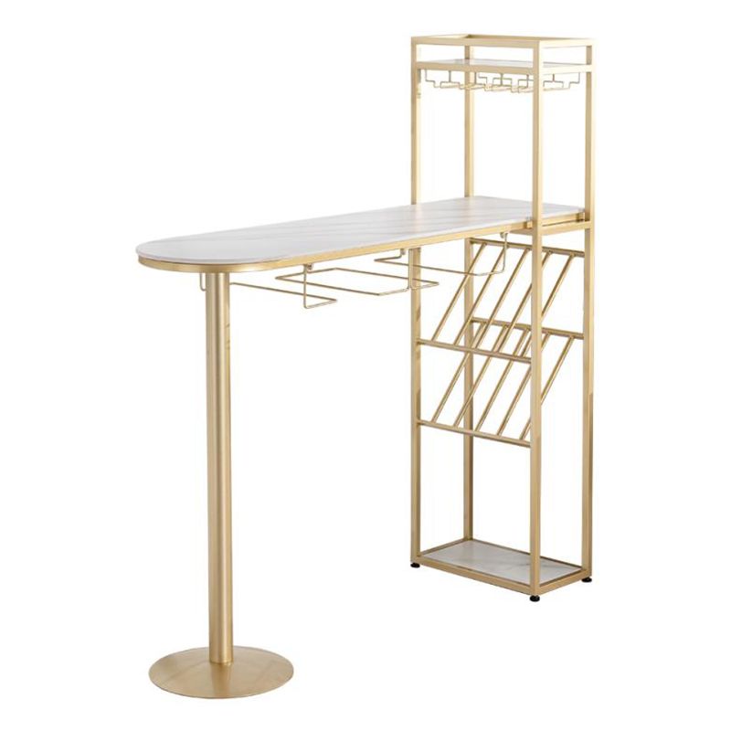 Modern Iron Bistro Table White Faux Marble Top Indoor Bar Dining Table with Wine Rack Clearhalo 'Bar Furniture' 'Bar Tables' 'bar_tables' 'furn' 'furn_bar_tables' 'Furniture' 'furniture_bar_tables' 'Kitchen & Dining Furniture' 1200x1200_5656cd0c-1dee-4739-9d46-5eef35e310fb