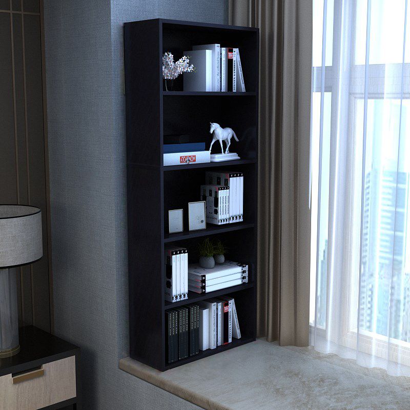 Modern Style Bookshelf Closed Back Wood Bookcase for Home Office