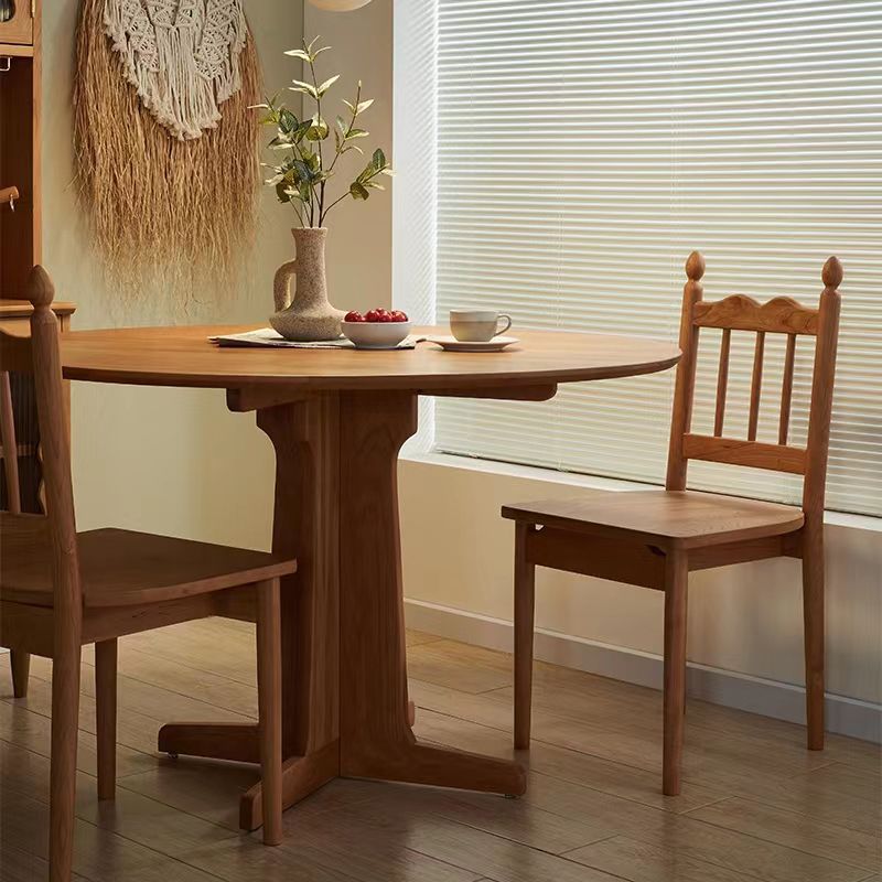 Round Wooden Dining Table Natural Home Kitchen Desk with Pedestal Base Clearhalo 'Dining Tables & Seating' 'Dining Tables' 'dining_table' 'furn' 'furn_dining_table' 'Furniture' 'Kitchen & Dining Furniture' 1200x1200_565ef94e-e5a1-4d64-8290-7ec8d43cc826