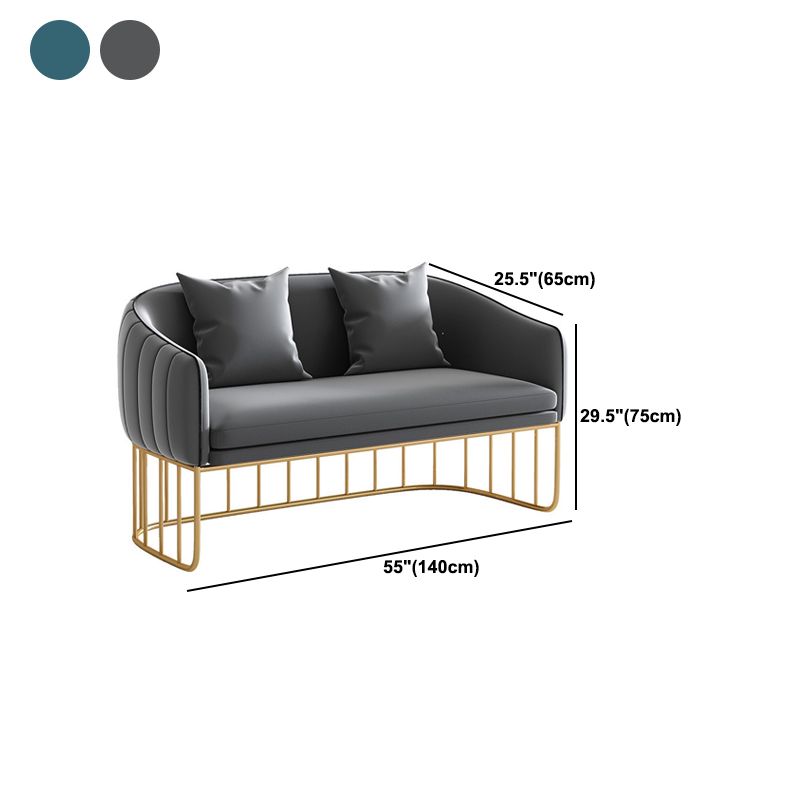 Blau/grau Samtsofa Modernismus Smoking -Arm -Sofa mit Kissen