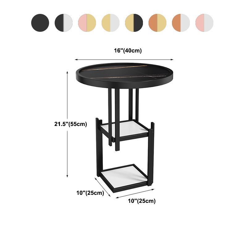 Mesa nocturna de metal nocturna contemporánea de almacenamiento abierto con 3 estantes