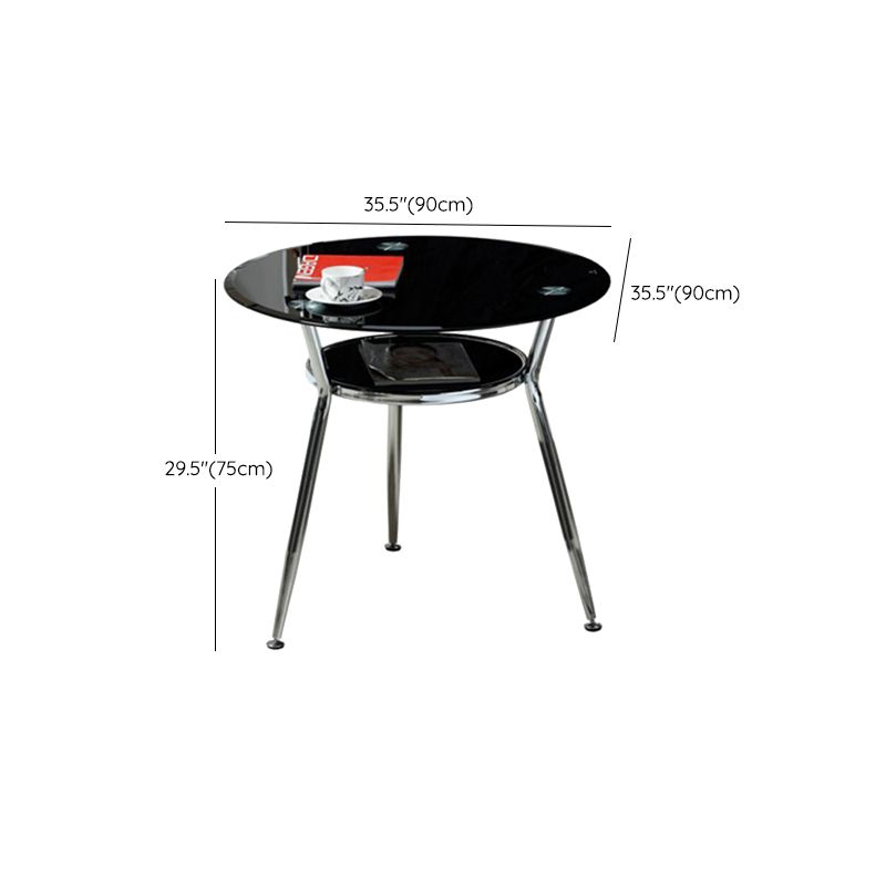 4ピースモダンな丸い焼きガラストップダイニングセット