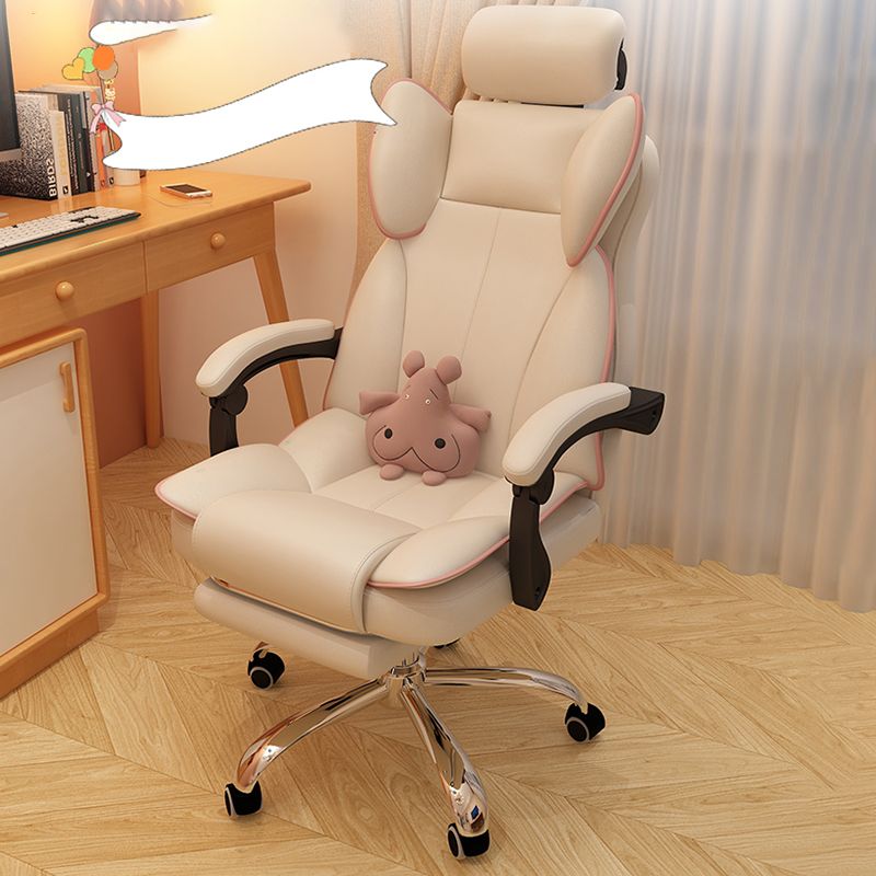 Silver Metal Modern Conference Chair High Back Leather Desk Chair Clearhalo 'furn' 'furn_office_chair' 'Furniture' 'furniture_office_chair' 'Office Chairs' 'Office Furniture' 'office_chair' 1200x1200_5663b362-9579-4c04-b70b-53bdfdee2472