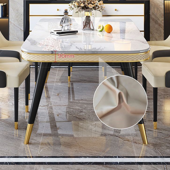 Marble Dining Table Luxury Style 4 Legs Base Rectangle Table for Dining Room Clearhalo ' dining_table' 'Dining Tables & Seating' 'Dining Tables' 'furn' 'furn_dining_table' 'Furniture' 'furniture_dining_table' 'Kitchen & Dining Furniture' 'kitchen&dining_furn' 'kitchen' 'kitchen_dining_table' 1200x1200_566452ec-27ff-4206-a47c-ee4b2b21df2f