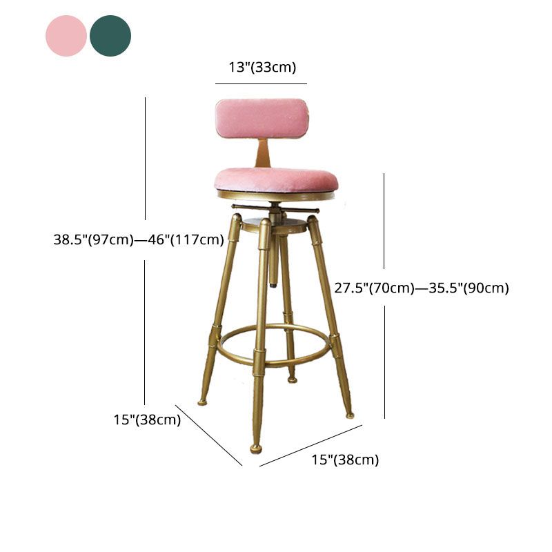Glam Rotatable Liftable Counter Stool Iron Dessert Shop Bar Stool with Velvet Cushion Clearhalo 'Bar Furniture' 'Bar Stools' 'bar_stools' 'furn' 'furn_bar_stools' 'furniture_bar_stools' 'Kitchen & Dining Furniture' 'kitchen&dining_furn' 'kitchen' 'kitchen_furn' Furniture' 1200x1200_56648c9a-19ab-4077-9e08-1b581da241fc