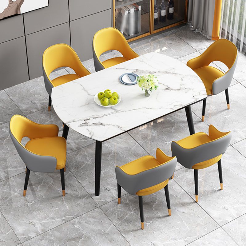 Glam Iron Arm Chair Open Back Dining Side Chair with Upholstered(Set of 4) Clearhalo 'Dining Chairs' 'Dining Tables & Seating' 'dining_chair' 'furn' 'furn_dining_chair' 'Furniture' 'furniture_dining_chair' 'Kitchen & Dining Furniture' 1200x1200_5666fe2b-9710-4882-8465-0c42a41a1645