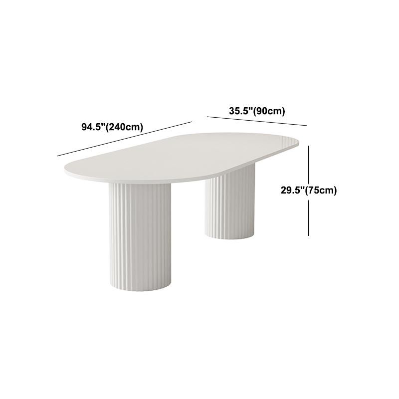 Oval Sintered Stone Dining Table Modern White Furniture with Double Pedestal for Home Clearhalo 'Dining Tables & Seating' 'Dining Tables' 'dining_table' 'furn' 'furn_dining_table' 'Furniture' 'Kitchen & Dining Furniture' 1200x1200_56673210-744d-4d0c-92ae-43c398df708c