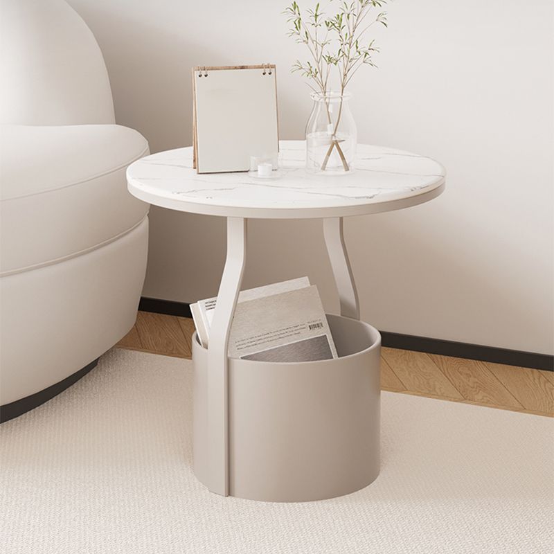 Modern 19.68-inch Tall Metal Abstract Side Table Round Top End Table with Storage Clearhalo 'Coffee & Accent Tables' 'End & Side Tables' 'end_side_tables' 'furn' 'furn_end_side_tables' 'Furniture' 'Living Room Furniture' 1200x1200_5668b56d-8b02-4150-9d1a-188e001f6525