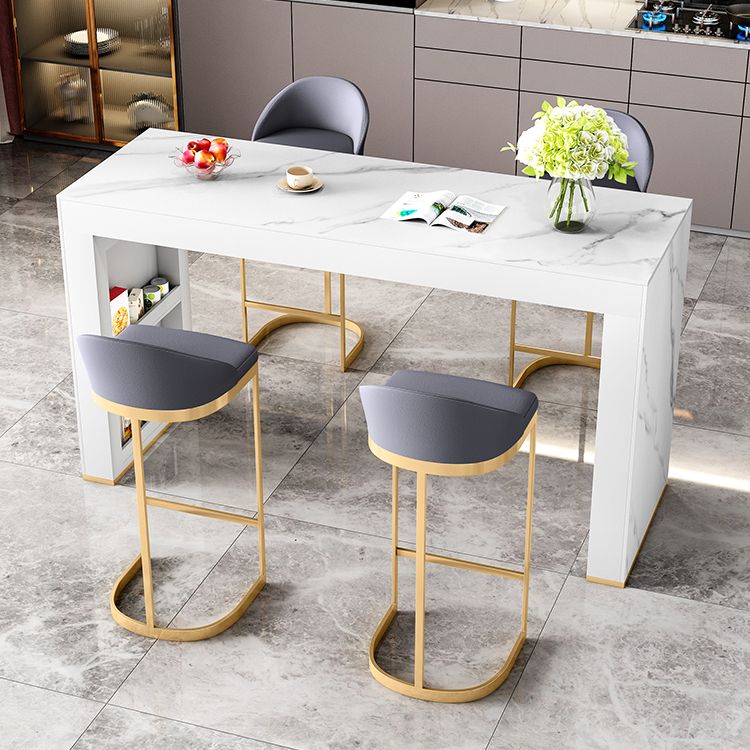 Glam White Wood Bar Dining Table with White Stone Top Rectangle Indoor Bistro Table Clearhalo 'Bar Furniture' 'Bar Tables' 'bar_tables' 'furn' 'furn_bar_tables' 'Furniture' 'furniture_bar_tables' 'Kitchen & Dining Furniture' 1200x1200_566989d3-1c55-4c82-a1ee-2993f6557efe