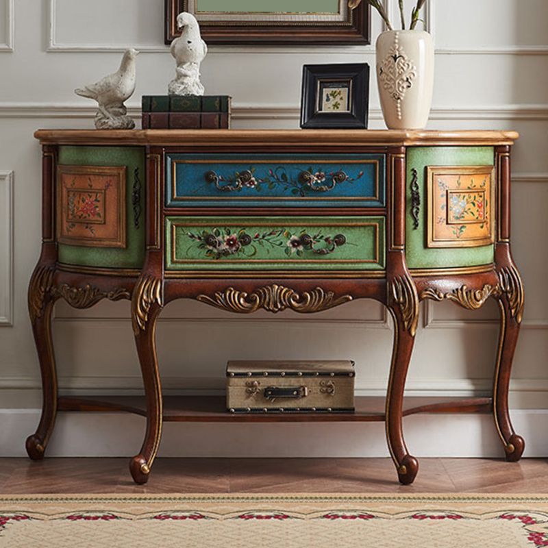 Mid Century Modern Wood Console Table Half Moon Accent Table for Hall