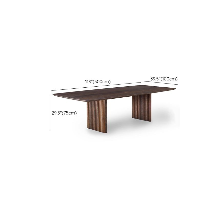 Contemporary Style Wood Office Desk Rectangular Shape Task Desk with 2 Legs in Dark Brown Clearhalo 'furn' 'furn_office_desk' 'Furniture' 'Office Desks' 'Office Furniture' 'office_desk' 1200x1200_566b1e0f-408c-458d-8e6c-342c9d554b4a