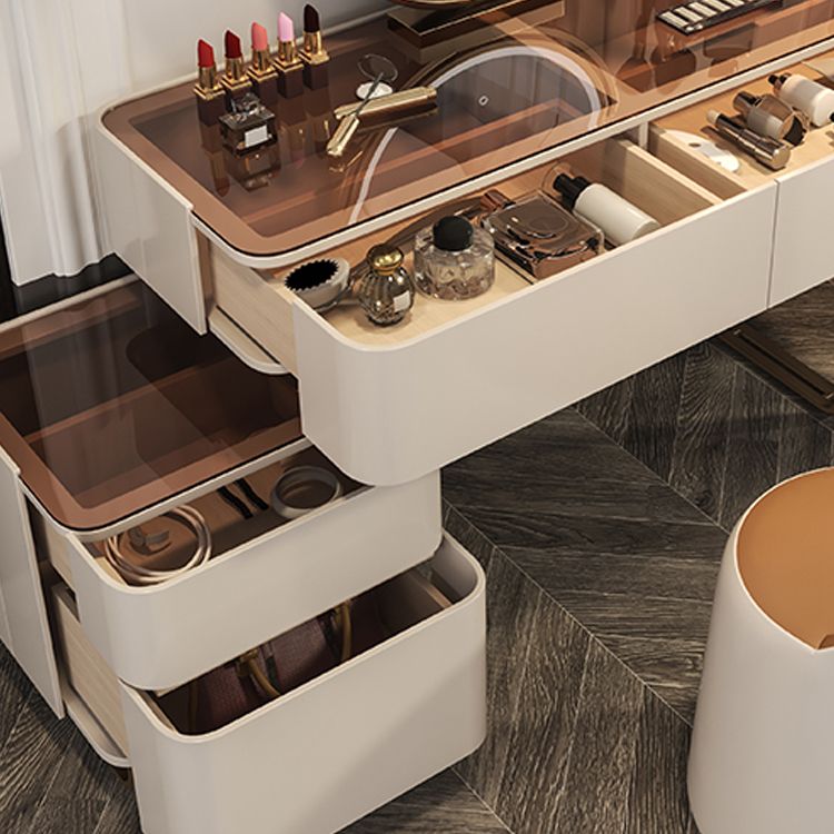 30.7" Height Makeup Table Solid Wood Vanity with Drawers Vanity Stool Clearhalo 'Bedroom Furniture' 'furn' 'furn_makeup_vanities' 'Furniture' 'Makeup Vanities' 'makeup_vanities' 1200x1200_566b3d02-a429-4040-94b5-c98a2ef947a4