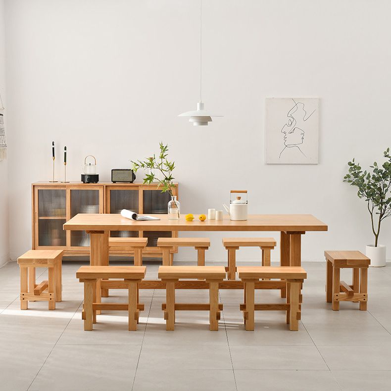Set tavolo e panca moderni rettangolari Set da pranzo in legno massello da 1/2/3/5/9 pezzi