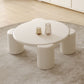Contemporary White Round Wooden Coffee Table with 4 Legs Cocktail Table