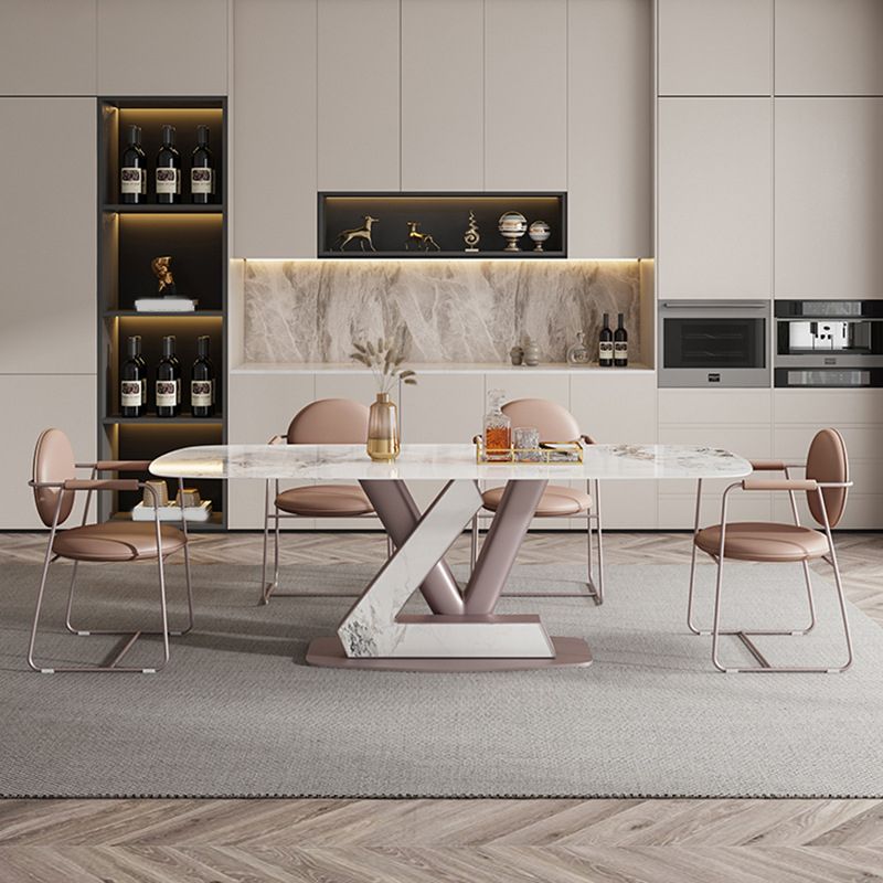 Luxury Sintered Stone Top Dining Set Rectangle 1/4/5/7 Pieces Dining Area Table Set Clearhalo 'Dining Room Sets' 'Dining Tables & Seating' 'dining_room_set' 'furn' 'furn_dining_room_set' 'Furniture' 'Kitchen & Dining Furniture' 1200x1200_566c3bb3-7bf2-4434-81d2-edf111ab405d