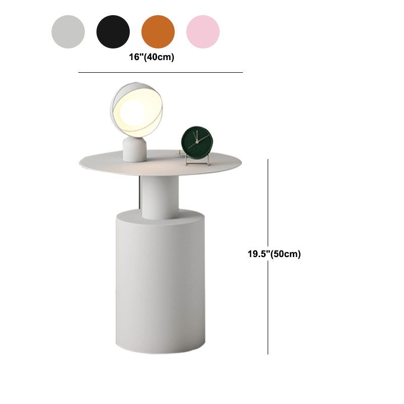 Tavolo da notte contemporaneo in metallo mobile rotondo per camera da letto