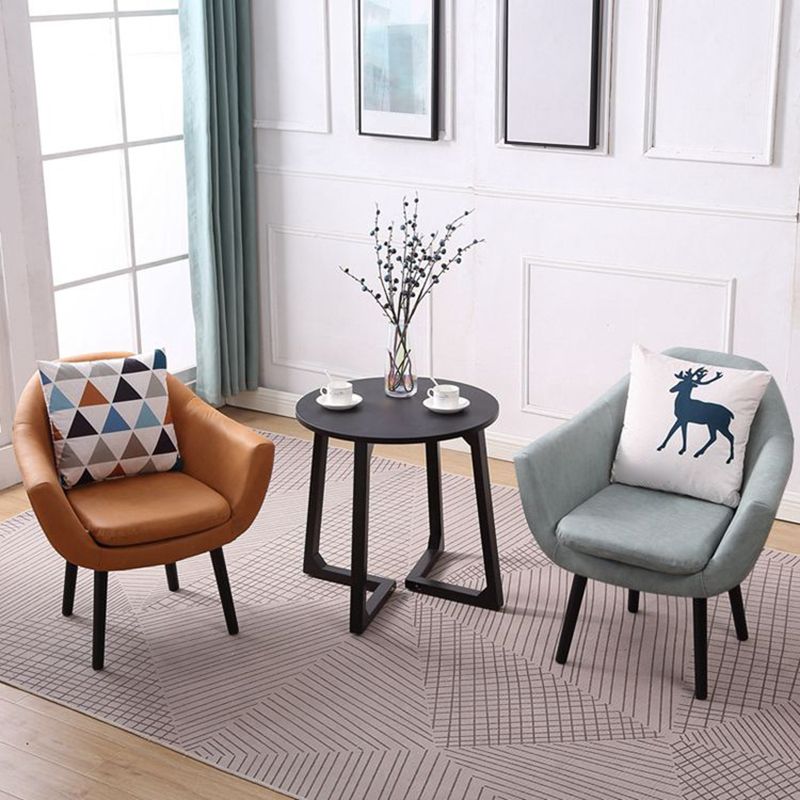 Modern Style Wood Armrest Cushion Back Strap Pillow Arm Chair