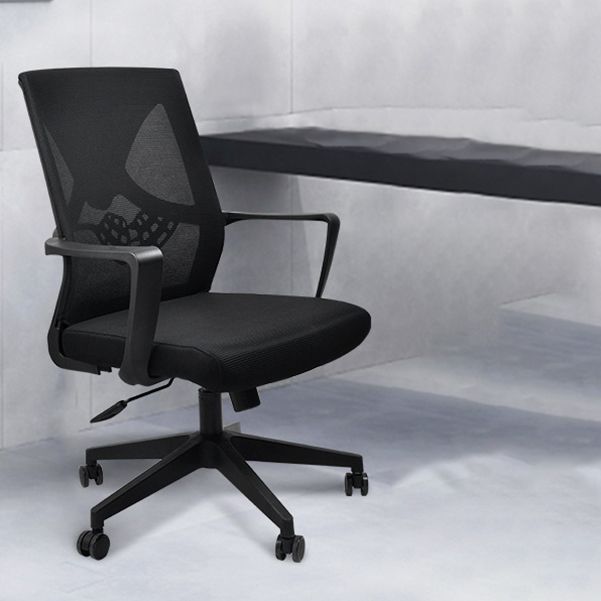 Contemporary Arm Chair Fixed Arms Plastic Lumbar Support Black Office Chair Clearhalo 'furn' 'furn_office_chair' 'Furniture' 'Office Chairs' 'Office Furniture' 'office_chair' 1200x1200_56709ca5-93fe-4175-b9cb-777d76f6e9e7
