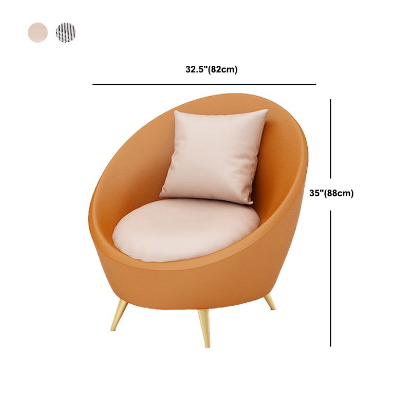 Faux Leather Sloped Arm Sofa Contemporary Curved Sofa in Orange