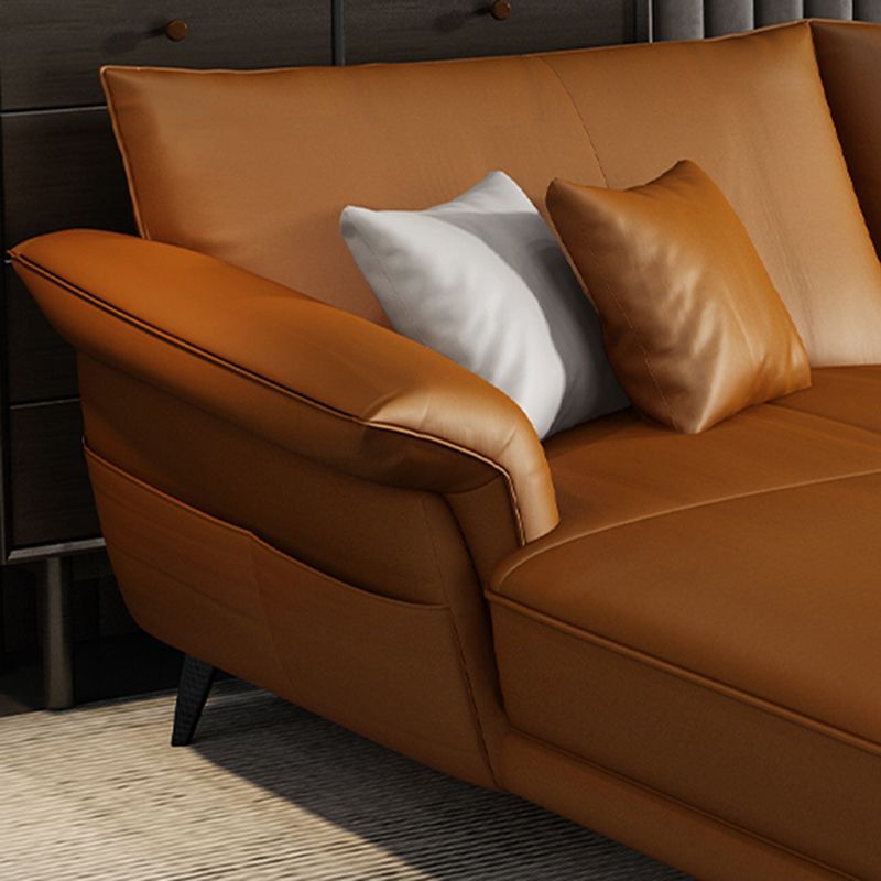 Canapé en cuir authentique résistant aux taches orange scandinave et chaise