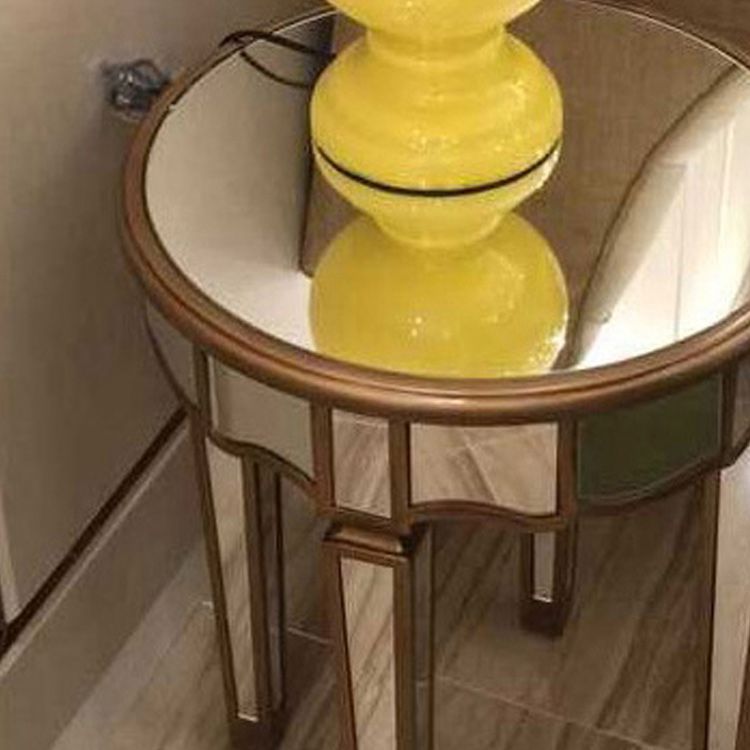 Round Glass Top Side End Table Modernistic Solid Wood 4 Legs End Table Clearhalo 'Coffee & Accent Tables' 'End & Side Tables' 'end_side_tables' 'furn' 'furn_end_side_tables' 'Furniture' 'Living Room Furniture' 1200x1200_5673b813-3e50-4850-b4f4-0ab2901b80e3