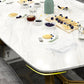 Traditional Luxury Dining Table for Home Glossy White Table with Gold Metal Frame Clearhalo 'Dining Tables & Seating' 'Dining Tables' 'dining_table' 'furn' 'furn_dining_table' 'Furniture' 'Kitchen & Dining Furniture' 1200x1200_56741a8b-b780-41aa-855f-05c342ec8cc1