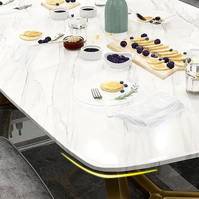 Traditional Luxury Dining Table for Home Glossy White Table with Gold Metal Frame Clearhalo 'Dining Tables & Seating' 'Dining Tables' 'dining_table' 'furn' 'furn_dining_table' 'Furniture' 'Kitchen & Dining Furniture' 1200x1200_56741a8b-b780-41aa-855f-05c342ec8cc1