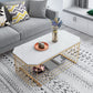 Gold Metal Frame Coffee Table Luxurious Cocktail Table with Shelf Clearhalo 'Coffee & Accent Tables' 'Coffee Tables' 'coffee_tables' 'furn' 'furn_coffee_tables' 'Furniture' 'Living Room Furniture' 1200x1200_5674f7fe-49d8-4ecc-b0e9-78107474ff96
