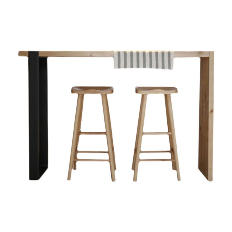 Industrial Beige Pine Bar Dining Table Rectangle Indoor Bistro Table with Double Pedestal Clearhalo 'Bar Furniture' 'Bar Tables' 'bar_tables' 'furn' 'furn_bar_tables' 'Furniture' 'furniture_bar_tables' 'Kitchen & Dining Furniture' 'kitchen&dining_furn' 'kitchen' 1200x1200_5676d73d-ebde-4e67-b794-9eb2cb083140