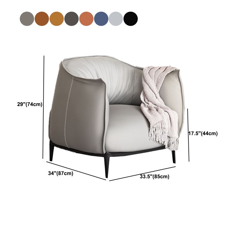 Contemporary 33.46"Wide Faux Leather Fixed Back Sponge Arm Chair