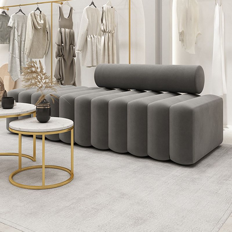 Gray Modern Velvet Sofa 16.92" High Armless 3/4/5-seater Sofa Clearhalo 'furn' 'furn_sofas' 'Furniture' 'Living Room Furniture' 'Sofa' 'sofas' 1200x1200_5679966d-9f3d-48c5-a42c-002975c7c6ae
