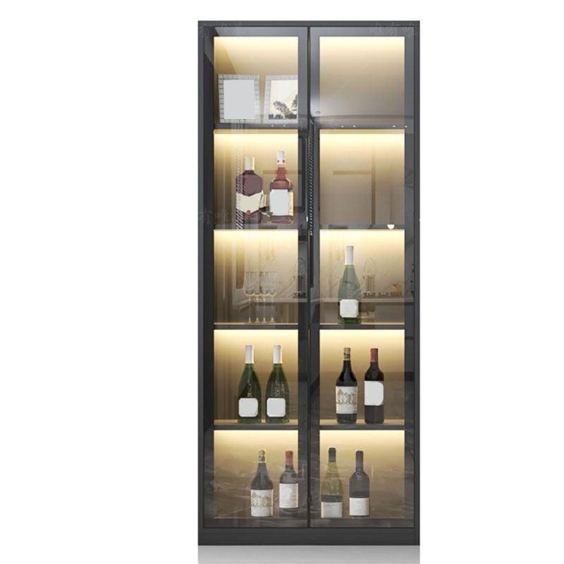 Contemporary Display Stand Faux Wood Storage Cabinet with Lighting Clearhalo 'Display & China Cabinets' 'display_china_cabinets' 'furn' 'furn_display_china_cabinets' 'Furniture' 'Kitchen & Dining Furniture' 1200x1200_567a066d-feaf-45cb-8701-afa6d5a9dae7