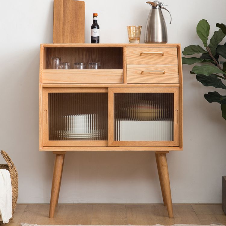 Pine Solid Wood Dining Server with Drawers 31.5"L Contemporary Buffet Server Clearhalo 'buffet_sideboard' 'Buffets & Sideboards' 'furn' 'furn_buffet_sideboard' 'Furniture' 'Kitchen & Dining Furniture' 1200x1200_567a1cd8-305f-43a7-9a6e-3e6b20462029