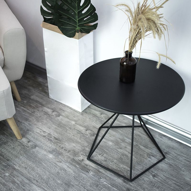 Slate Plate Table Plate Round Metal Frame Base Modern Style Coffee Table